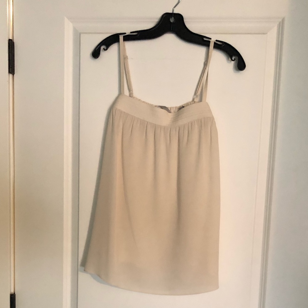 Vince Ivory Silk Embroidered Tank